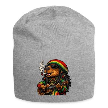 Süßes Capybara im Rastafari Stil - Jersey-Beanie - Grau meliert - Vorne