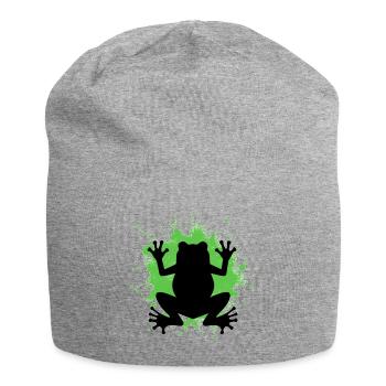 Frog silhouette with green splashes - Jersey Beanie - heather grey - Front