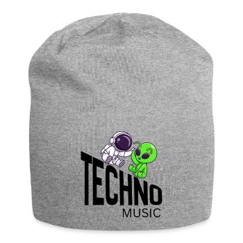 Cosmic Buddy: Astronaut & Alien - Jersey Beanie - heather grey - Front