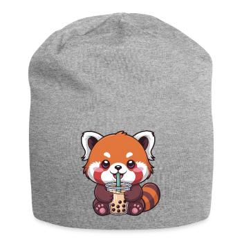 Kawaii Red Panda Drinking Bubble Tea - Jersey Beanie - heather grey - Front