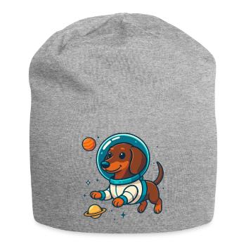 Dachshund in Space – Cute Astronaut Dog - Jersey Beanie - heather grey - Front