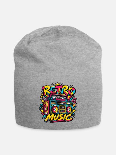 Retro-Musik - Jersey-Beanie - Grau meliert