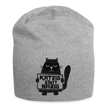Katzis statt Nazis - Jersey-Beanie - Grau meliert - Vorne