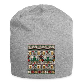 Weihnachts Bier Kneipe Strickdesign - Jersey-Beanie - Grau meliert - Vorne