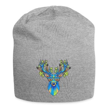 Hirsch Mit Hopfen Poly Art - Jersey-Beanie - Grau meliert - Vorne