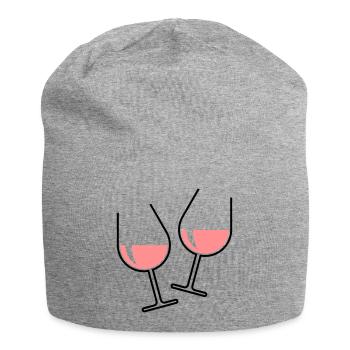 2 Roséweingläser Prosten Zu, Wein Bauchig Offen 2C - Jersey-Beanie - Grau meliert - Vorne