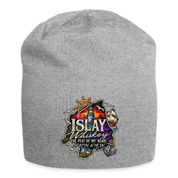 Insel Whiskey – Leuchtturm & Segelschiff - Jersey-Beanie - Grau meliert - Vorne