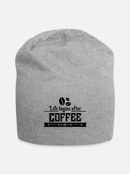 Life Begins After Coffee - Jersey-Beanie - Grau meliert
