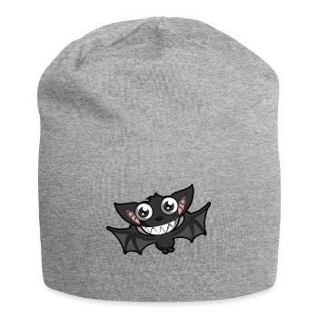 Grinsende Fledermaus - Jersey-Beanie - Grau meliert - Vorne