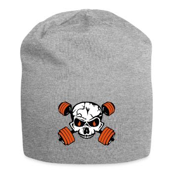 bodybuilding death head halter bone - Jersey Beanie - heather grey - Front