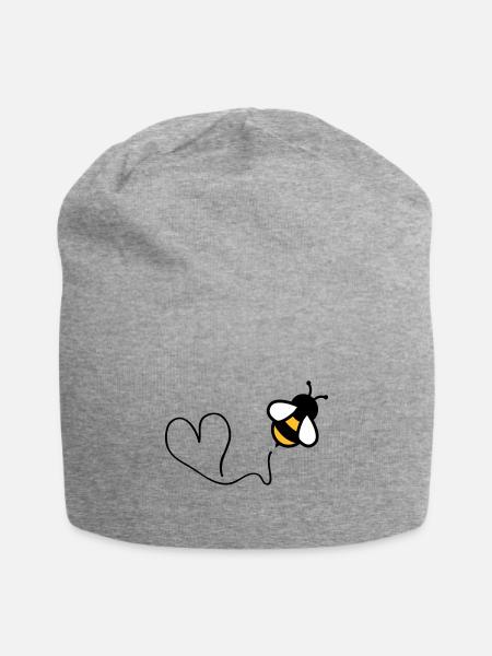 bee heart - Jersey Beanie - heather grey