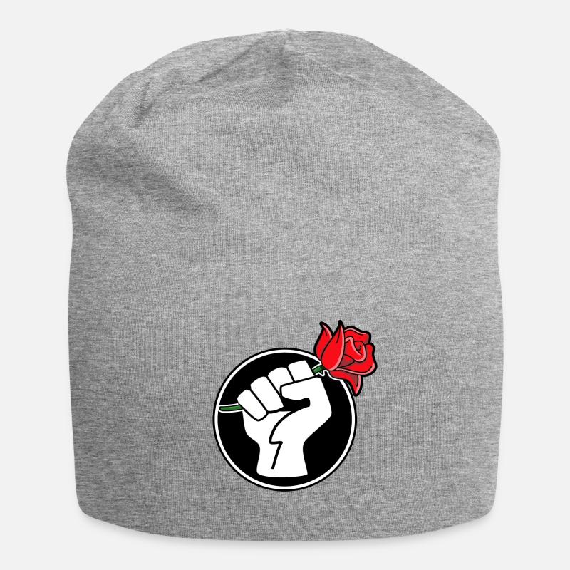 Fist with a rose - Jersey Beanie - heather grey