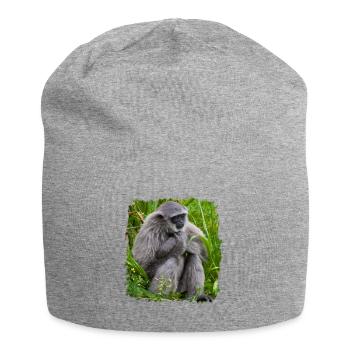 Monkey Monkey Gibbon monkey - Jersey Beanie - heather grey - Front
