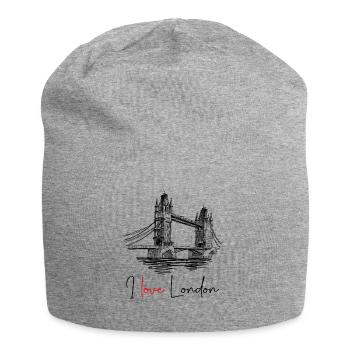 Love London – Skizze der Tower Bridge | Reise-T-Shirt - Jersey-Beanie - Grau meliert - Vorne