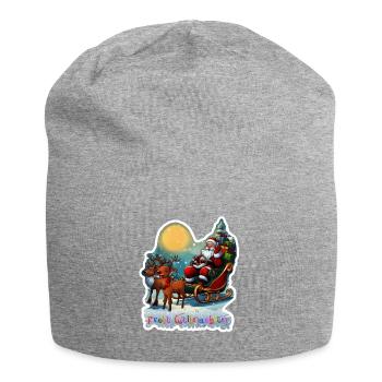 Reindeer sleigh with Santa Claus - Jersey Beanie - heather grey - Front