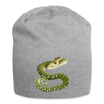 Snake reptile green white - Jersey Beanie - heather grey - Front