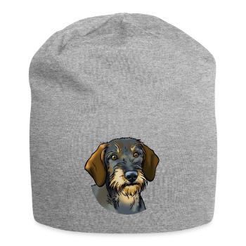 Wirehaired dachshund (without text) light textiles - Jersey Beanie - heather grey - Front