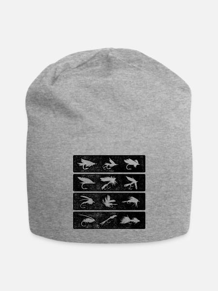 Retro Graphic Fly Fishing Hobby Fisher Fishing Rod - Jersey-Beanie - Grau meliert