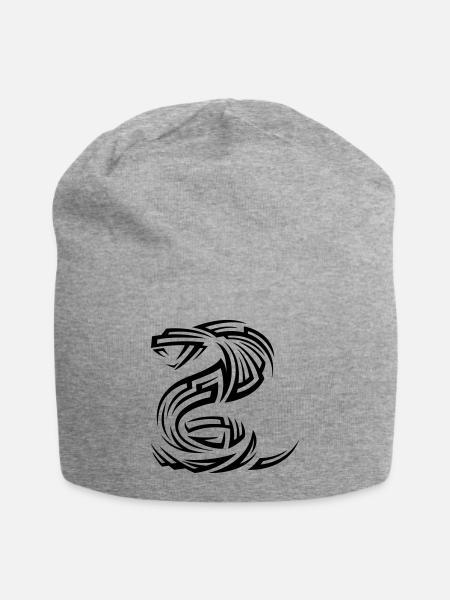 Schlange Kobra Tribal Tattoo - Jersey-Beanie - Grau meliert