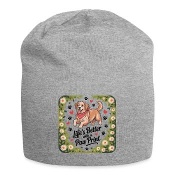 Life’s Better with a Paw Print - Jersey-Beanie - Grau meliert - Vorne