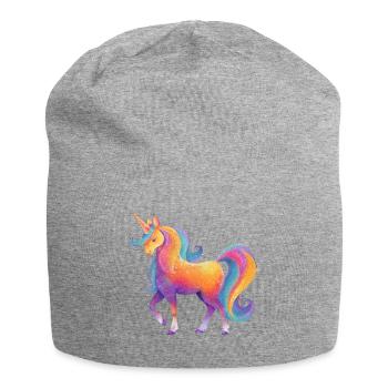 Glitzer Regenbogen Einhorn - Jersey-Beanie - Grau meliert - Vorne