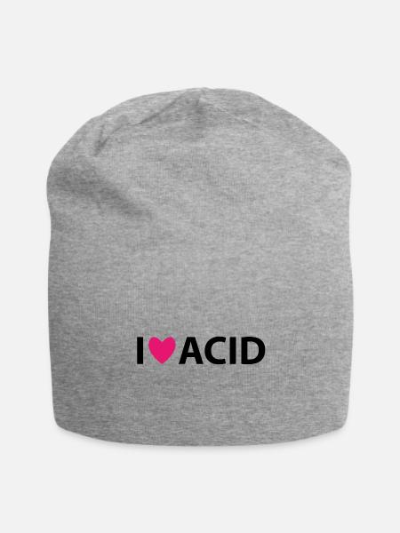 I love acid | Techno Festival - Jersey-Beanie - Grau meliert