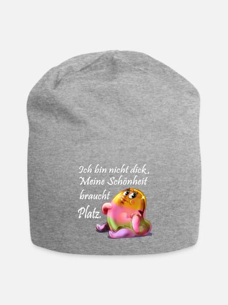 Ich bin nicht dick - Jersey-Beanie - Grau meliert