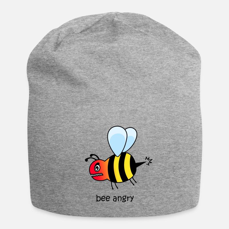 Bee angry, angry bee, angry bee, angry, anger - Jersey Beanie - heather grey