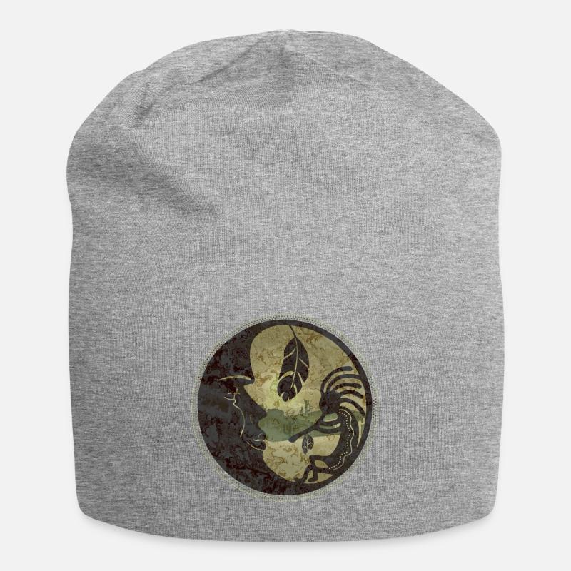 Kokopelli plays for the moon feather 2 - Jersey-Beanie - Grau meliert