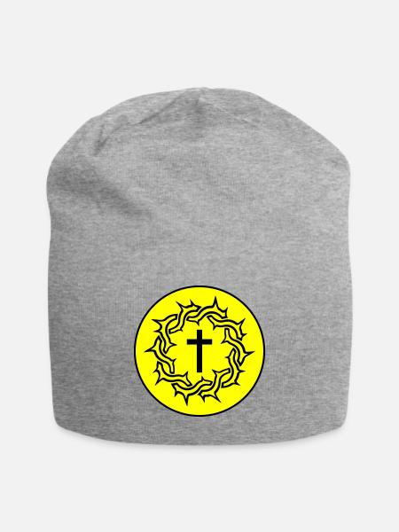 Couronne d’épines Icône de Jésus - Bonnet en jersey - gris chiné