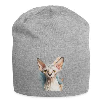 Chat Sphynx pour les amoureux des chats - Bonnet en jersey - gris chiné - Devant