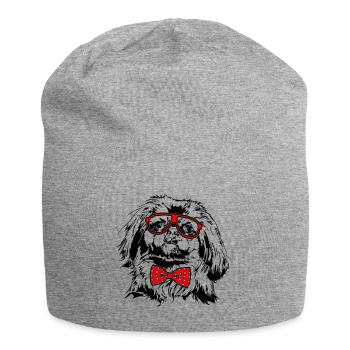 Lustiger PEKINGESE Brille Hunde Hund - Jersey-Beanie - Grau meliert - Vorne