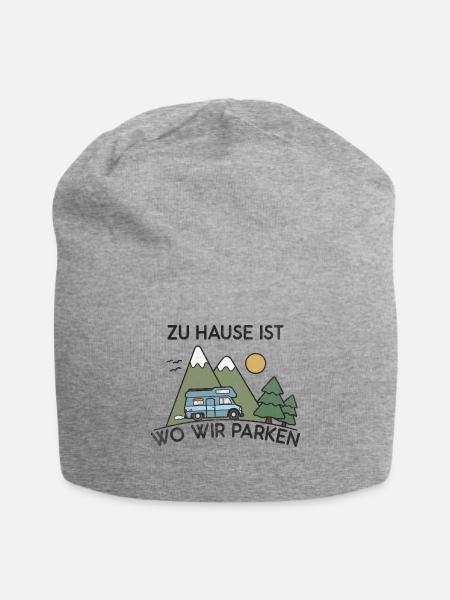 Camping at home is where we park - Jersey Beanie - heather grey