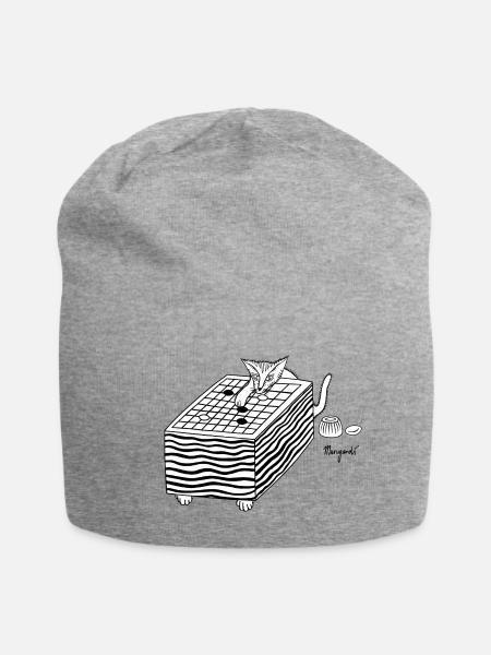 Schnüffeln an der dritten Zeile (Schwarz auf Weiß) - Jersey-Beanie - Grau meliert