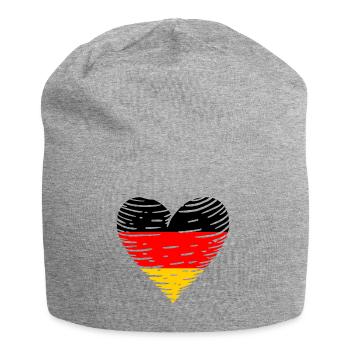 Deutschland Flagge Herz Deutsche Fahne Used Look - Jersey-Beanie - Grau meliert - Vorne