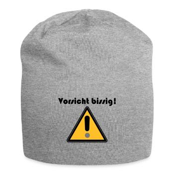 Vorsicht bissig - Jersey-Beanie - Grau meliert - Vorne