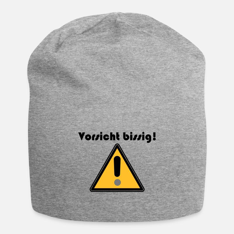 Vorsicht bissig - Jersey-Beanie - Grau meliert