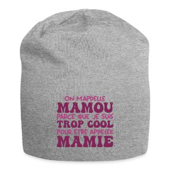 On m'appelle Mamou parce que je suis cool, Mamie - Bonnet en jersey - gris chiné - Devant
