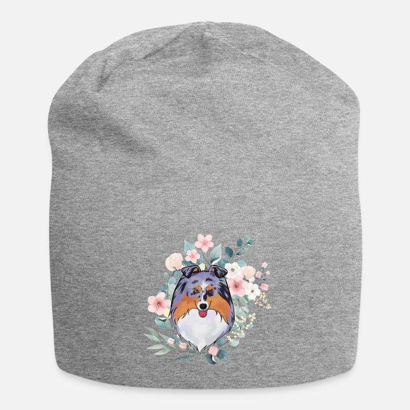 Fleurs de merle bleu Sheltie - Bonnet en jersey - gris chiné