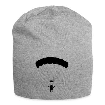 parachute skydiving parachuting skydiver - Jersey Beanie - heather grey - Front