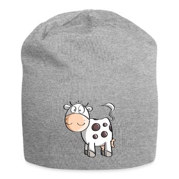 Lustige Gepunktete Kuh - Kühe - Comic - Kinder - Jersey-Beanie - Grau meliert - Vorne
