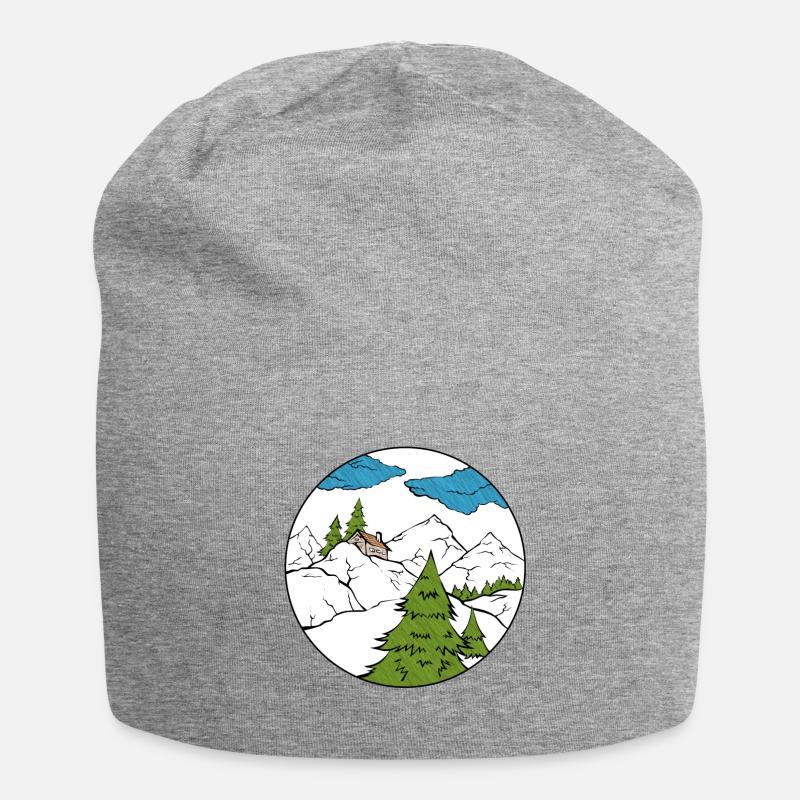 Berghütte - Jersey-Beanie - Grau meliert