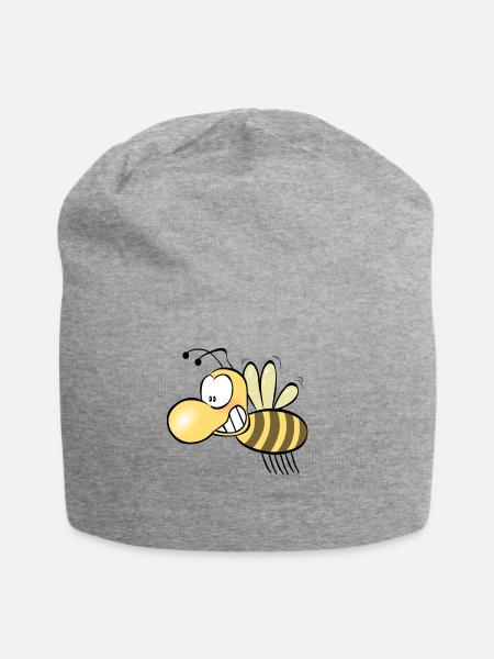Lustige Cartoon Biene Geschenkidee - Jersey-Beanie - Grau meliert
