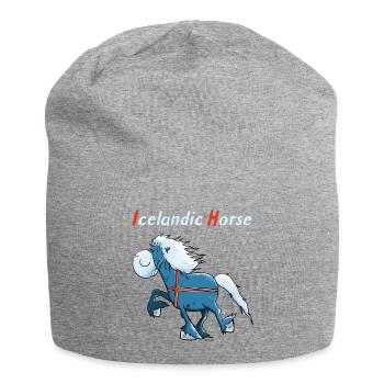 Icelandic horse on tour - Jersey Beanie - heather grey - Front