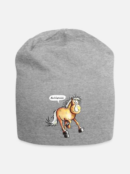 Pferdchen läuft - Pferd - Pferde - Fuchs - Fohlen - Jersey-Beanie - Grau meliert
