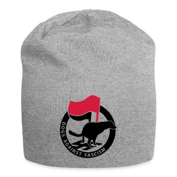"Dogs Against Fascism" for Antifa Dog Owners - Jersey Beanie - heather grey - Front