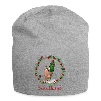 Hibou écolier - Bonnet en jersey - gris chiné - Devant