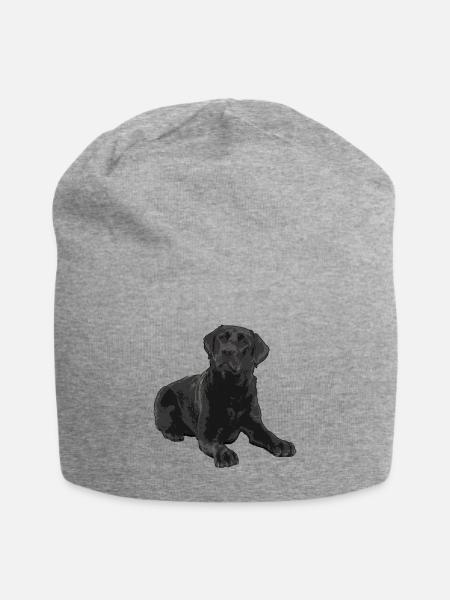 Schwarzer Labrador - Jersey-Beanie - Grau meliert