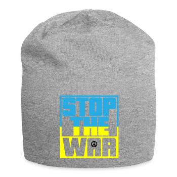 Farben änderbar | Stop the War | Kein Krieg - Jersey-Beanie - Grau meliert - Vorne