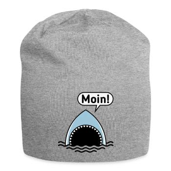 Moin! (Hai / Haifisch / Sprechblase / Comic) - Jersey-Beanie - Grau meliert - Vorne